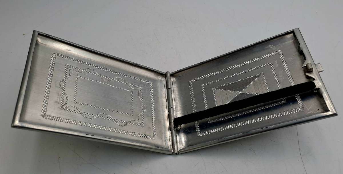 WW2 Prisoner of War Made Aluminium Trench Art Cigarette Case - Africa