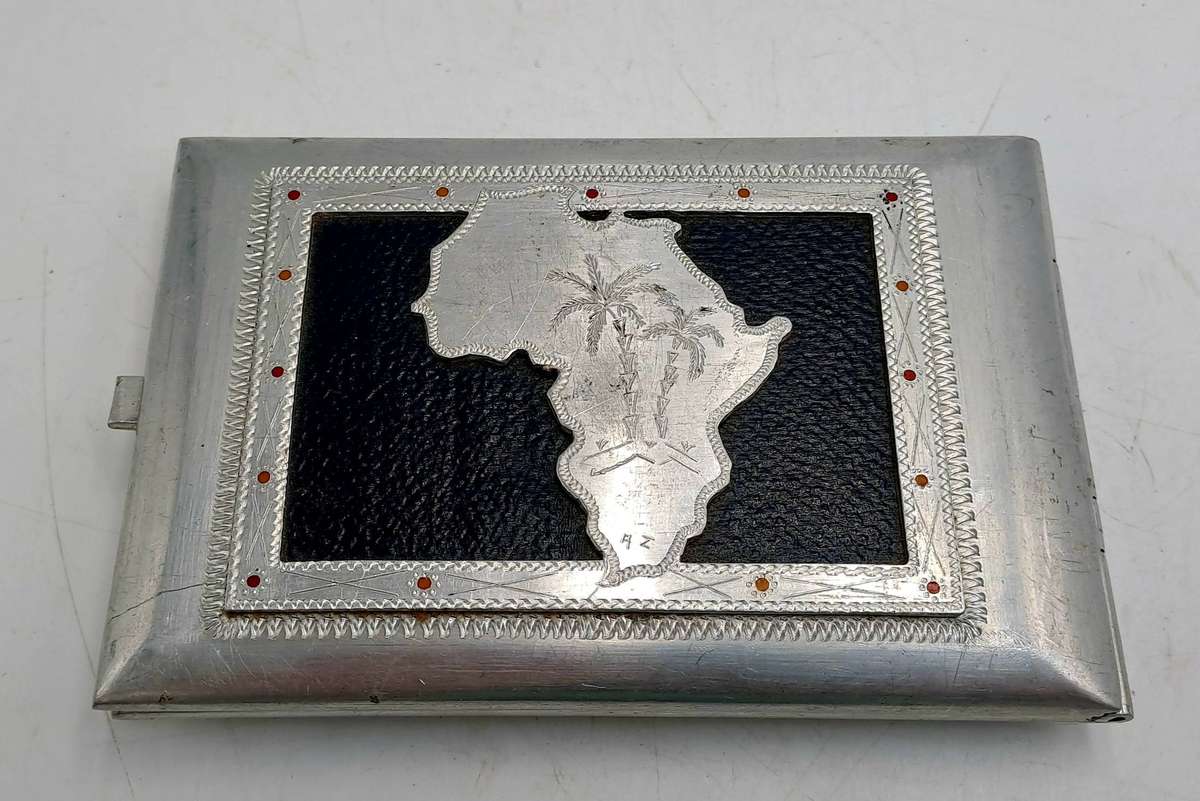 WW2 Prisoner of War Made Aluminium Trench Art Cigarette Case - Africa