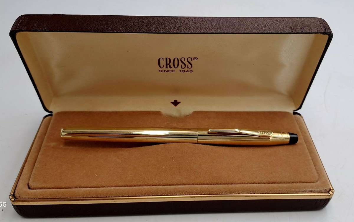 Pre-Owned Vintage 1/20 10ct Rolled Gold Cross Fountain Pen 14kt Gold Nib in case