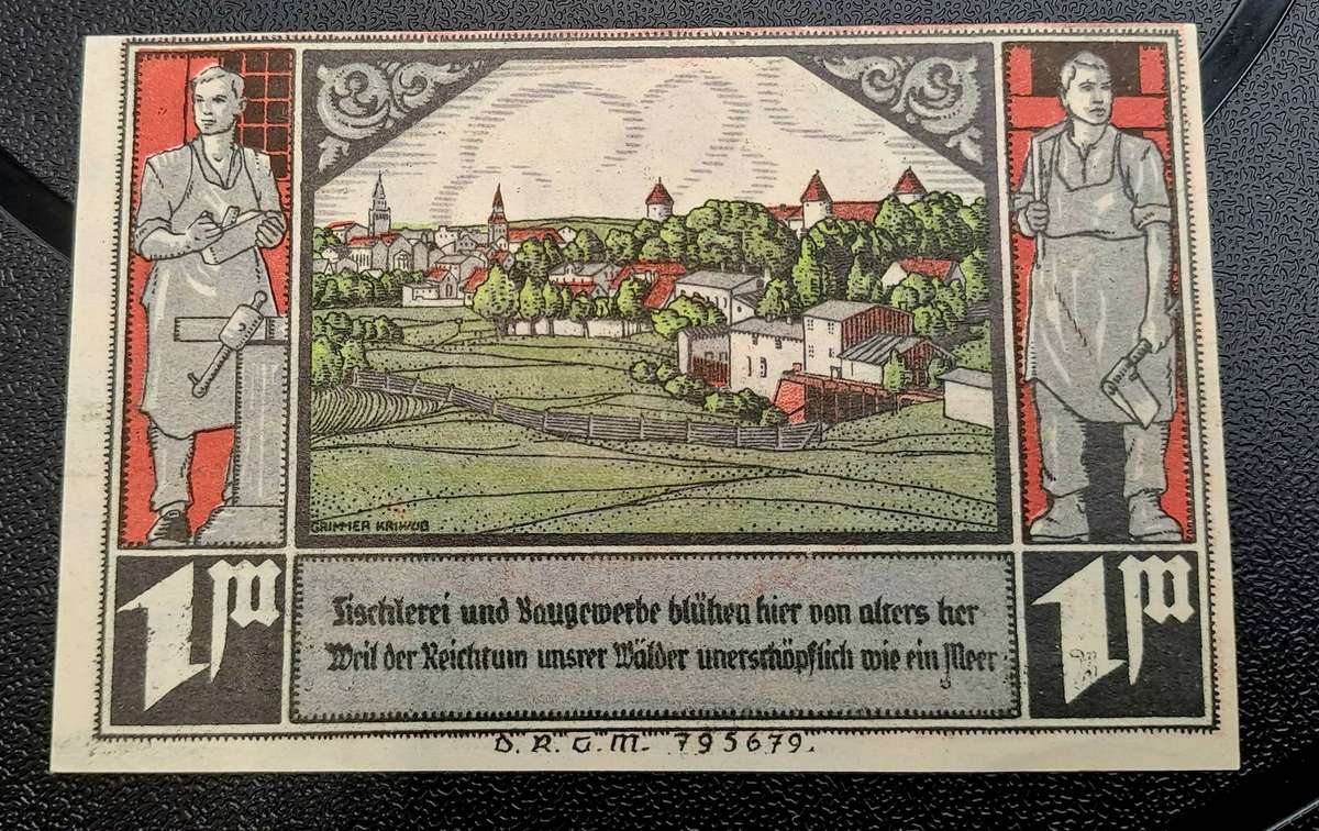 1922 German notgeld 1 Mark City of Bütow (Prussian province of Pomerania)