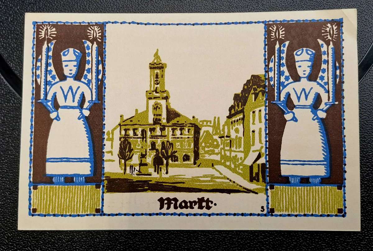 1921 German notgeld 50 Pfennigs City of Schneeberg im Erzgebirge (Federal state of Saxony)