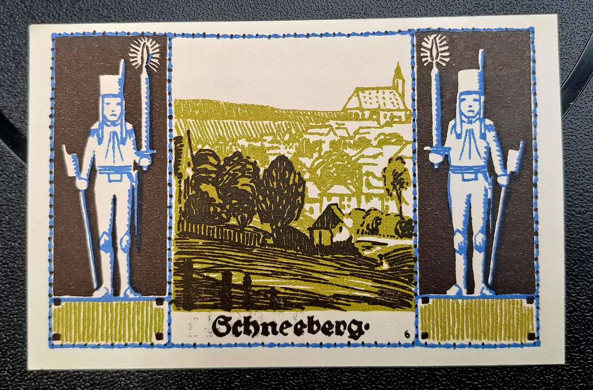 1921 German notgeld 50 Pfennigs City of Schneeberg im Erzgebirge (Federal state of Saxony)