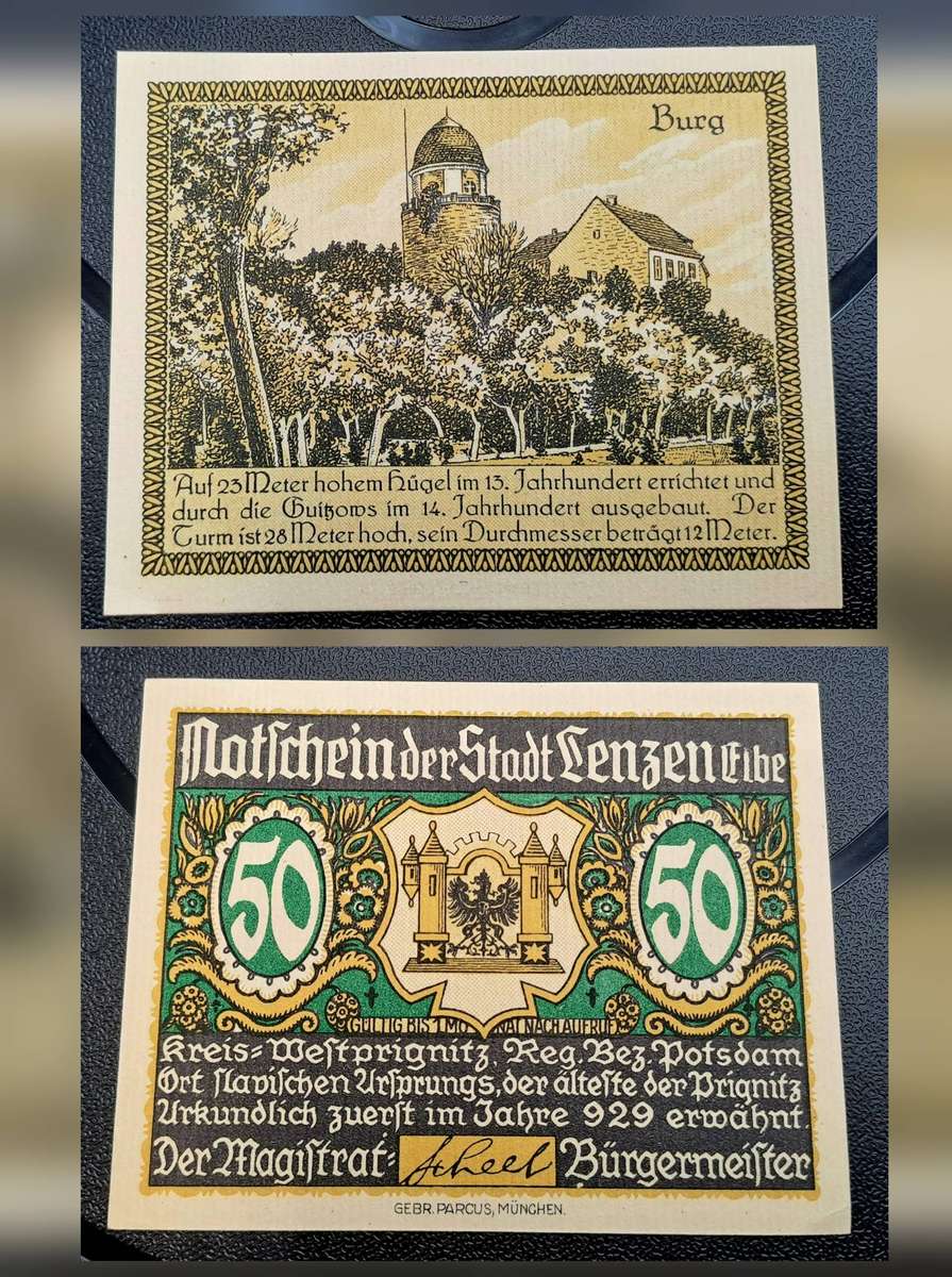 1914-1924 German notgeld 50  Pfennigs City of Lenzen an der Elbe (Prussian province of Brandenburg)