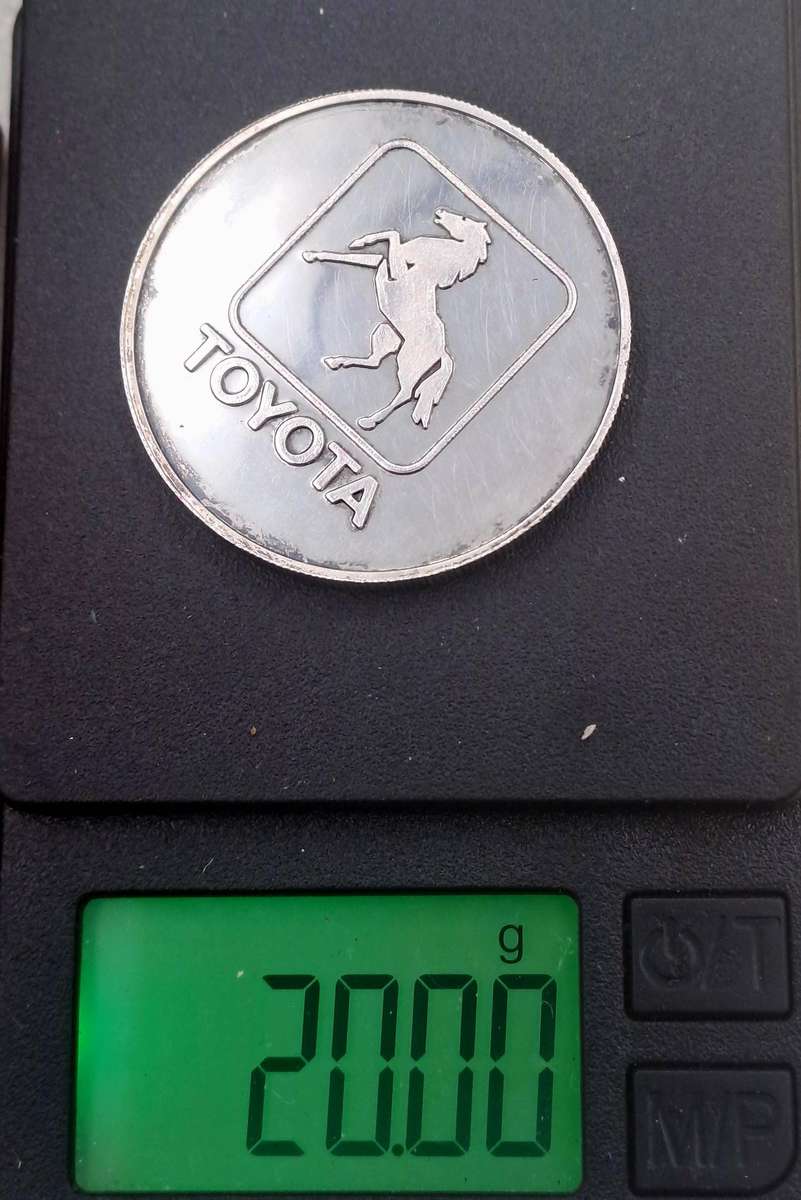 20g 99% Fine Silver Commemorating Medal 500 000th Toyota Corolla made in S.A 16-2-94