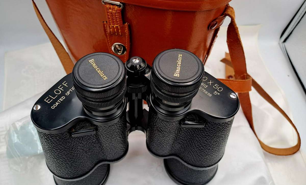 Vintage ELOFF 10X50 Binoculars In Leather case