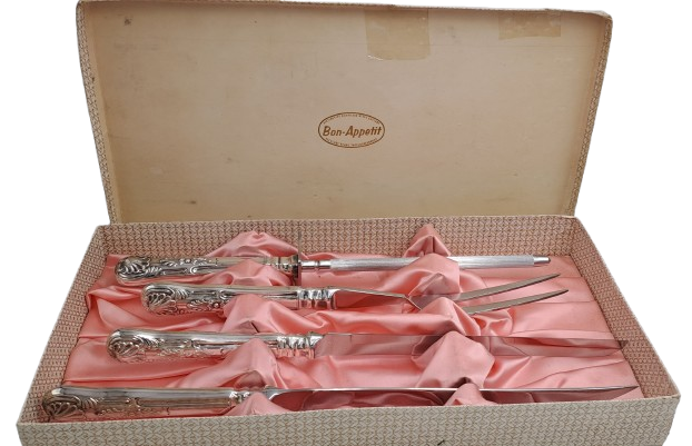 4 Pc Vintage Bon-Appetit Distinctive Carving Set -Boxed -Kings Pattern