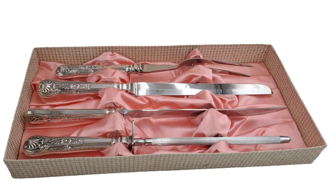 4 Pc Vintage Bon-Appetit Distinctive Carving Set -Boxed -Kings Pattern