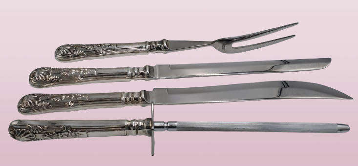 4 Pc Vintage Bon-Appetit Distinctive Carving Set -Boxed -Kings Pattern