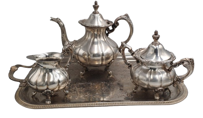 4 Pc Vintage Silverplate EPNS Teaset (Unmarked) Heavy Items