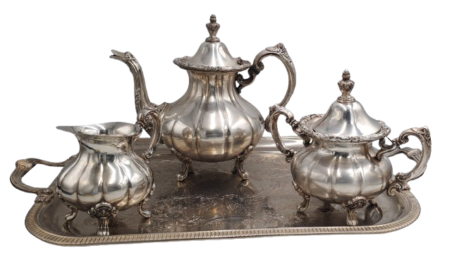 4 Pc Vintage Silverplate EPNS Teaset (Unmarked) Heavy Items