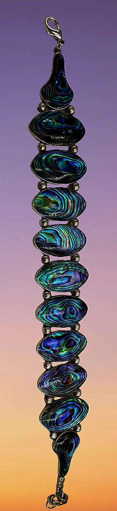 Vintage Abalone Shell Stone Silver Handmade Cluster bracelet