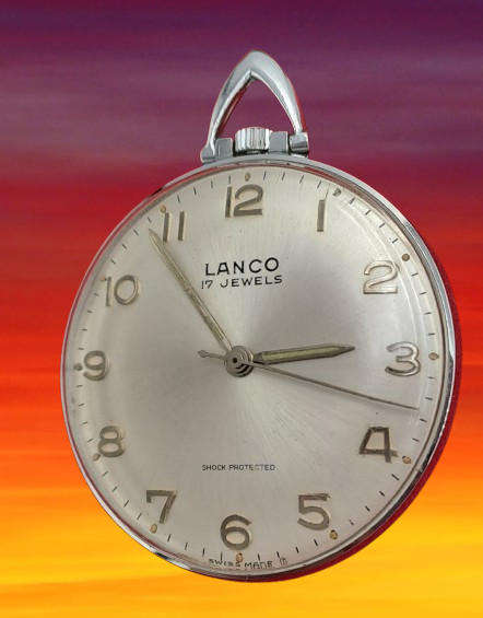 Vintage Swiss Lanco Mechanical pocket watch 17 Jewels - Shock Protected -Excellent Condition-