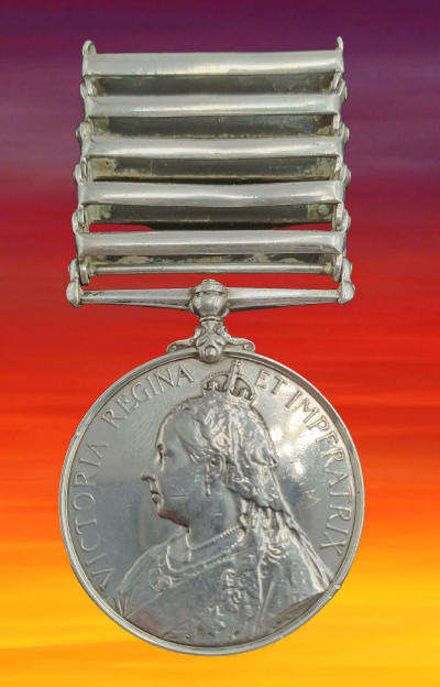 Boerwar 1899-1900 Queen Victoria QSA Medal Awarded to- 4445 Pte. F.Fountain 12 R. Lancers -5 clasps