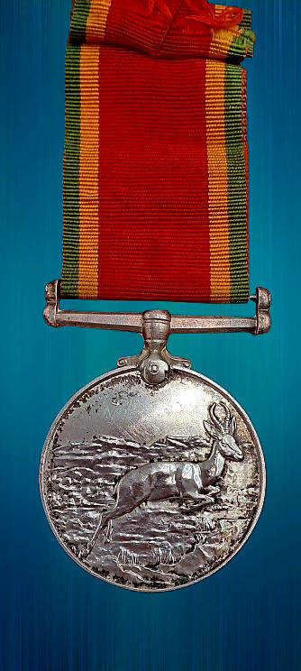 WW2  South Africa .925 Silver Africa Service Medal w/ Ribbon-  36001 J. ELiason