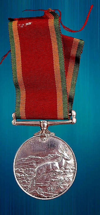 WW2  South Africa .925 Silver Africa Service Medal w/ Ribbon-  engraved P682 P.E.F Fennell