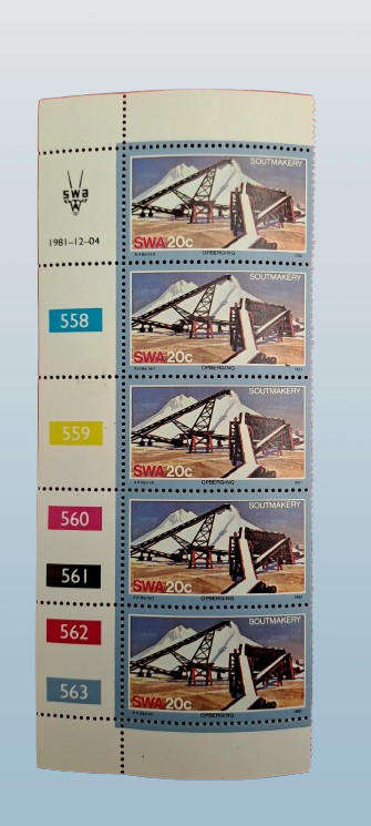 1981 - SWA - South West Africa - Sout Makery - 5 stamps -  Control Block