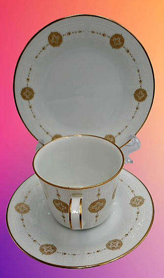 18pc Vintage 1967 to 1980 Noritake 6808 Sovereign (6 Tea Trio's)- ..still in Box one saucer chipped