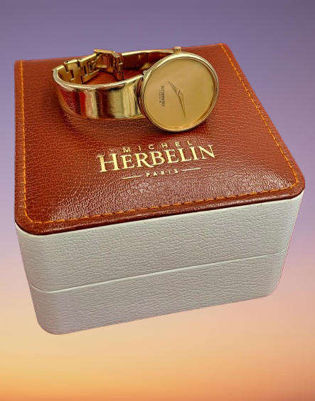Pre-owned Ladies Michel Herbelin Paris rolled gold watch in Box with Booklet used condition