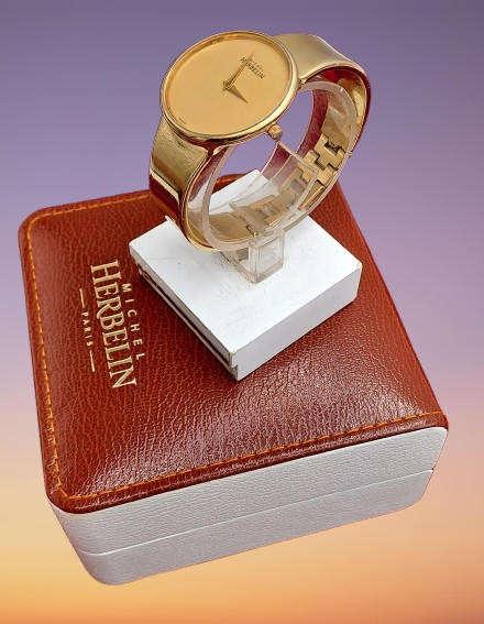 Pre-owned Ladies Michel Herbelin Paris rolled gold watch in Box with Booklet used condition