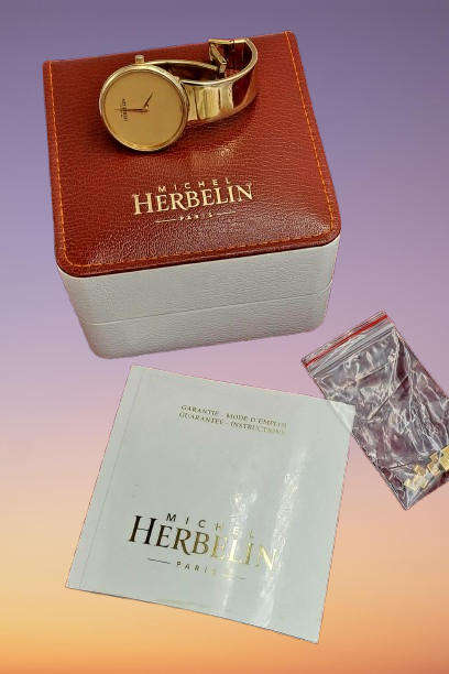 Pre-owned Ladies Michel Herbelin Paris rolled gold watch in Box with Booklet used condition