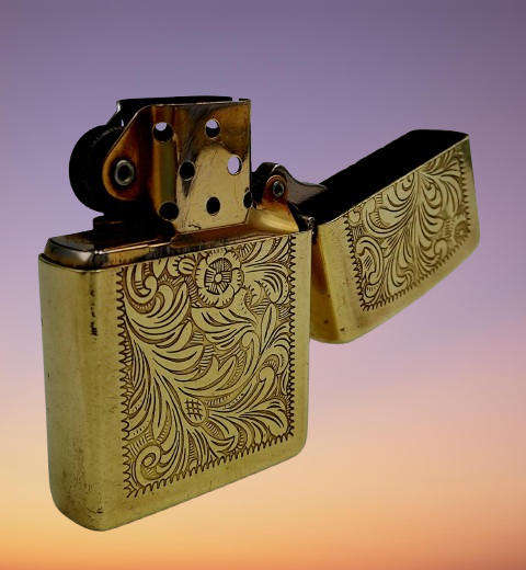 Vintage Brass Zippo VENETIAN Lighter - made Bradford USA - need Flint and fluid