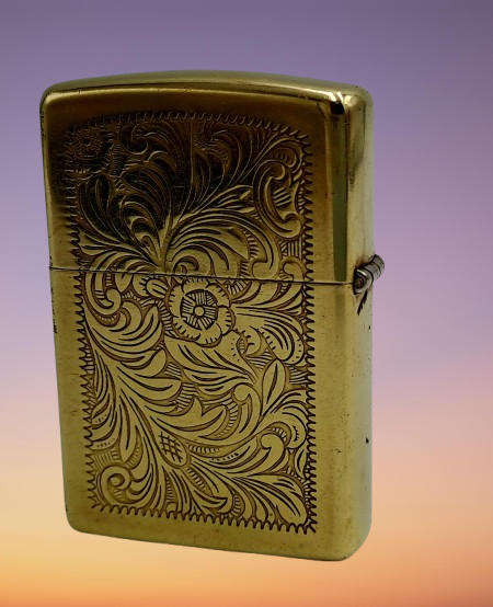 Vintage Brass Zippo VENETIAN Lighter - made Bradford USA - need Flint and fluid