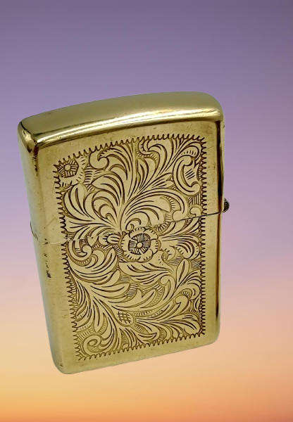 Vintage Brass Zippo VENETIAN Lighter - made Bradford USA - need Flint and fluid