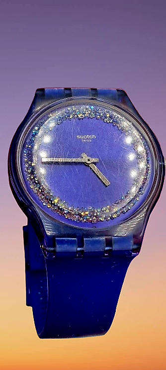 Pre-owned 2019 SWISS SWATCH BLUSPARKELS Ladies Watch -Working (strap need new loop)