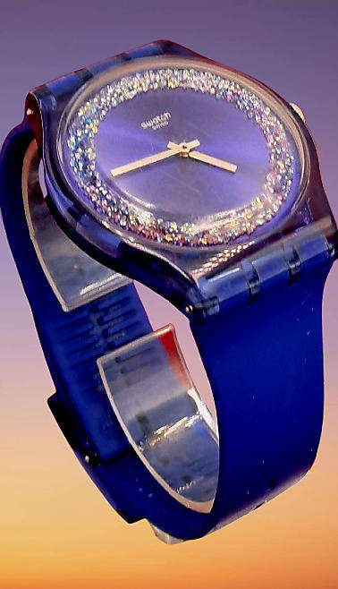 Pre-owned 2019 SWISS SWATCH BLUSPARKELS Ladies Watch -Working (strap need new loop)