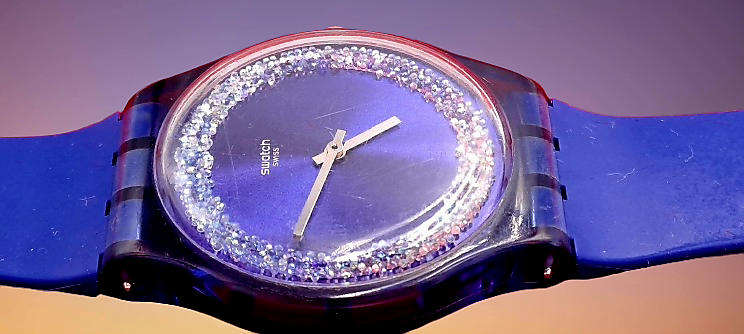 Pre-owned 2019 SWISS SWATCH BLUSPARKELS Ladies Watch -Working (strap need new loop)