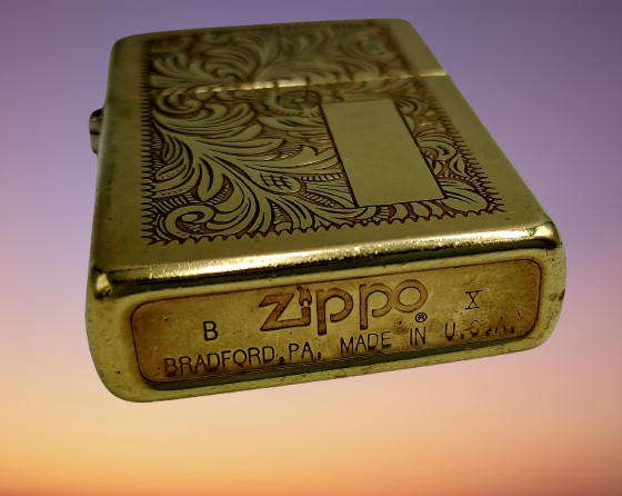 Vintage Brass Zippo VENETIAN Lighter - made Bradford USA - need Flint and fluid