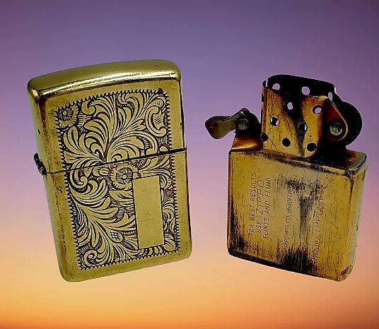 Vintage Brass Zippo VENETIAN Lighter - made Bradford USA - need Flint and fluid
