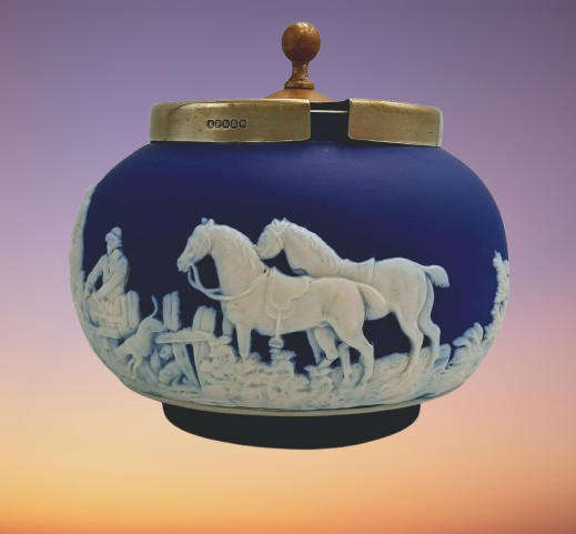 Vintage Adams Tunstall Jasperware Sugar Bowl with EPNS Lid (silver plated)