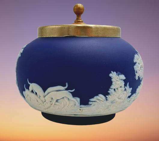 Vintage Adams Tunstall Jasperware Sugar Bowl with EPNS Lid (silver plated)