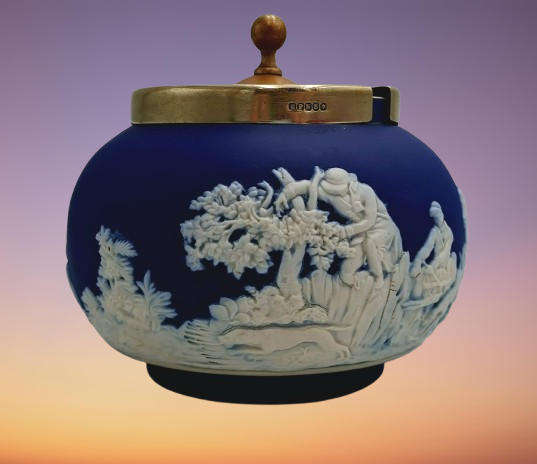 Vintage Adams Tunstall Jasperware Sugar Bowl with EPNS Lid (silver plated)