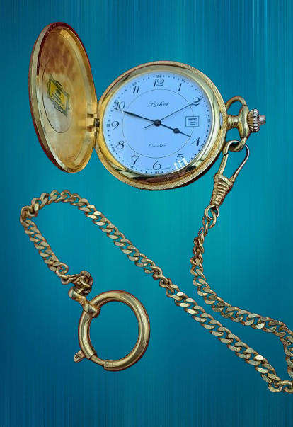 Vintage Lacher Quartz Pocket watch on chain-Made in West Germany -Working