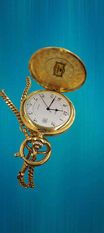 Vintage Lacher Quartz Pocket watch on chain-Made in West Germany -Working