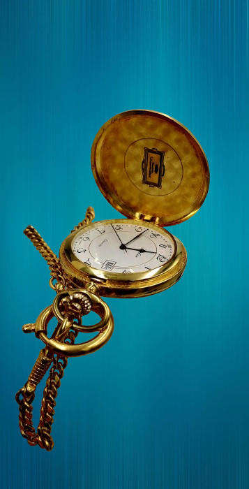 Vintage Lacher Quartz Pocket watch on chain-Made in West Germany -Working