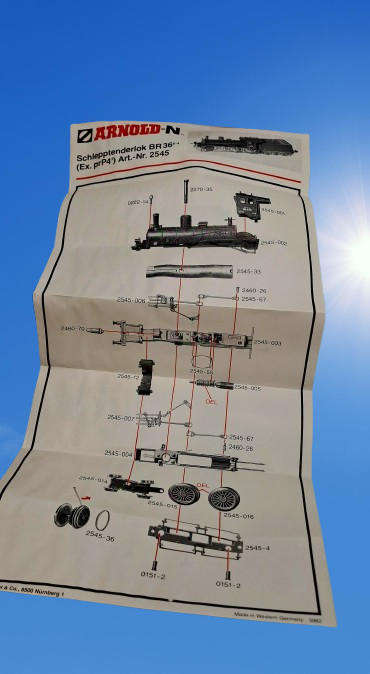 Vintage N Scale ARNOLD-N Schlepptenderlok BR36 Art No 2545 STEAM ENGINE-Boxed