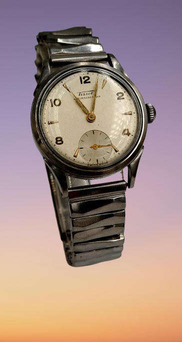 Vintage 1940's Swiss TISSOT Antimagnetique Men's Mechanical Watch -Working (sterling top strap)