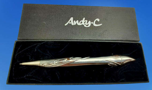 Original Andy-C Andy Cartwright designer Pencil boxed (pencil mechanism plasic top broken) Pewter