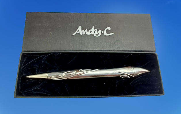 Original Andy-C Andy Cartwright designer Pencil boxed (pencil mechanism plasic top broken) Pewter