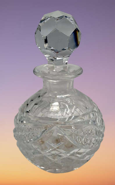 Antique Edwardian Cut Glass Perfume or Scent Bottle