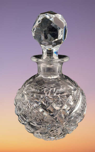 Antique Edwardian Cut Glass Perfume or Scent Bottle