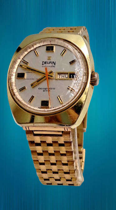 Vintage  1970's Swiss Men's DELFIN Acapulco 202 Automatic Watch -Working