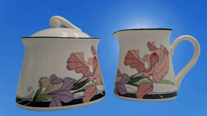 NEW DECADE Cafe du Soir by Noritake Japan 9091 -Creamer and Sugar pot -Mint Condition