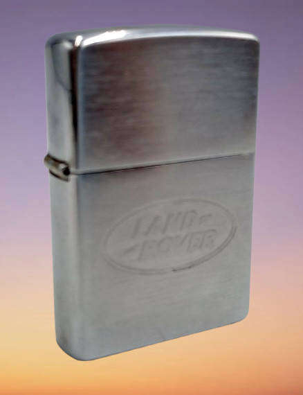 Vintage ZIPPO Lighter LANDROVER -great Spark need fluid Made in Bradford USA
