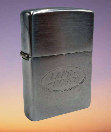 Vintage ZIPPO Lighter LANDROVER -great Spark need fluid Made in Bradford USA
