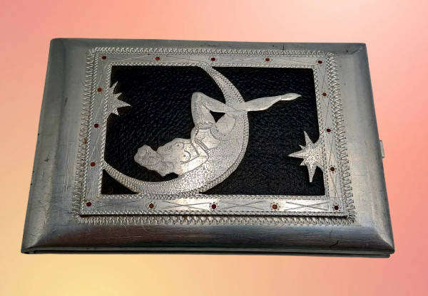 WW2 Prisoner of War Made Aluminium Trench Art Cigarette Case - Africa