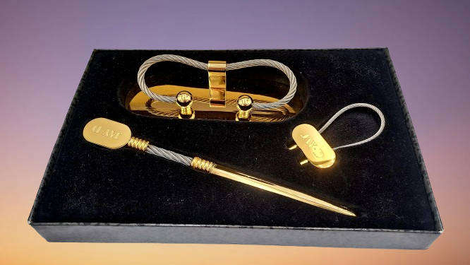 Boxed Gold Tone Jay-D Card Holder-Letter Opener- Key holder -Boxed